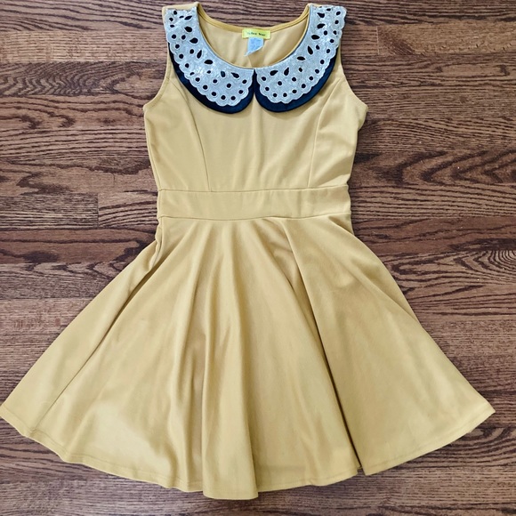 Modcloth mustard yellow Peter Pan sequin dress - Picture 1 of 4